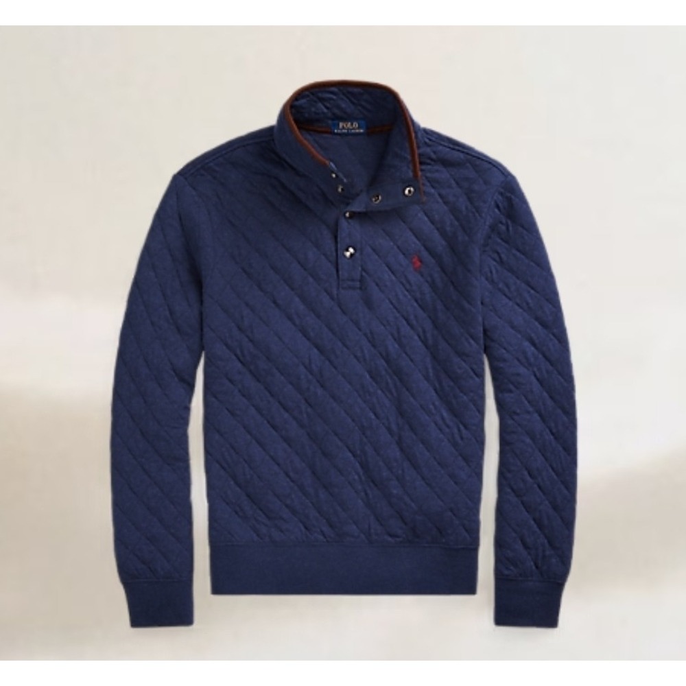 Polo Ralph Lauren Quilted Pullover Sweatshirt Navy Blue Men's Size Large NWOT